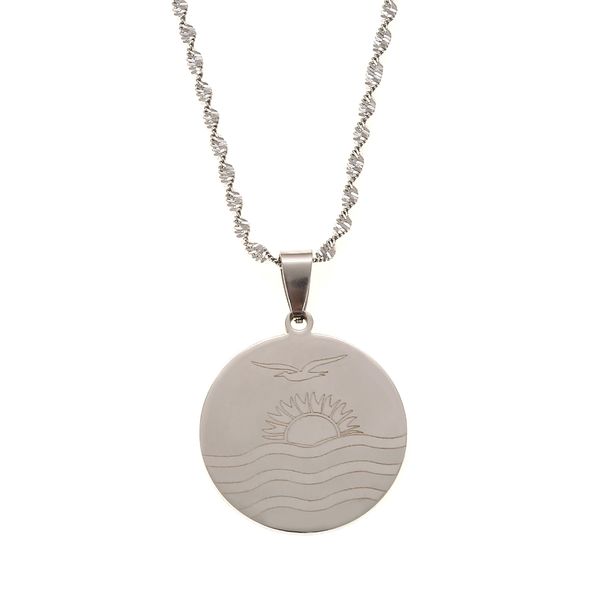 stainless steel trendy kiribati boboto flag pendant necklace for women round chain jewelry, Silver
stainless steel trendy kiribati boboto flag pendant necklace for women round chain jewelry, Silver