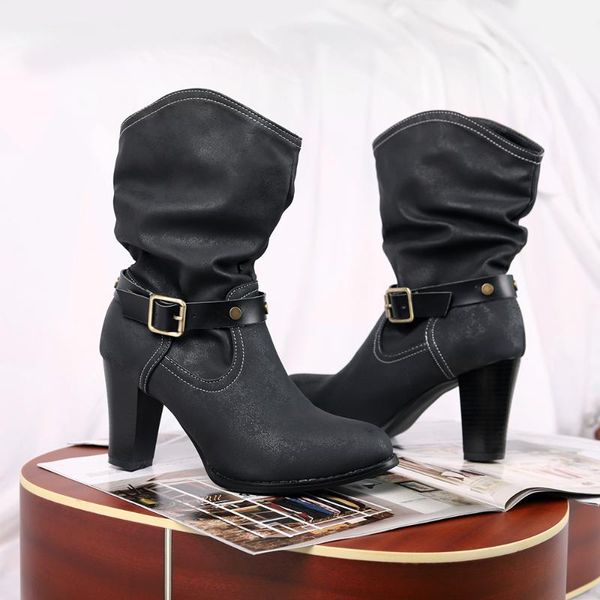boots women's mid calf winter causal high heels woman round toe lazy british female cowboy short boot big size, Black
boots women's mid calf winter causal high heels woman round toe lazy british female cowboy short boot big size, Black