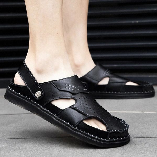 men sandals summer male slip-on cow leather outdoor solid color soft bottom man shoes fashion handmade sewing beach shoes #ww2a, Black
men sandals summer male slip-on cow leather outdoor solid color soft bottom man shoes fashion handmade sewing beach shoes #ww2a, Black