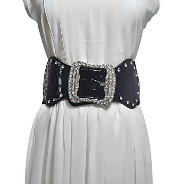 women ultra wide rhinestone mosaic belt female slim black elastic body style high waist dress stretch belts for woman waistband, Black;brown
women ultra wide rhinestone mosaic belt female slim black elastic body style high waist dress stretch belts for woman waistband, Black;brown