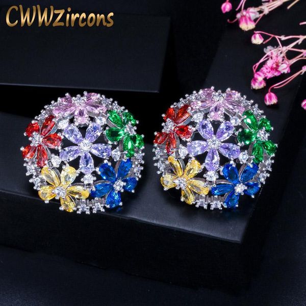 stud cwwzircons beautiful geometric round cz zirconia flower shape big multi color earring women 925 sterling silver jewelry cz148, Golden;silver
stud cwwzircons beautiful geometric round cz zirconia flower shape big multi color earring women 925 sterling silver jewelry cz148, Golden;silver