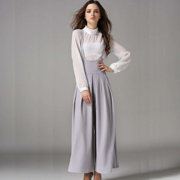 spring and autumn new style high waistband pleated slotted wide leg pants, Black;gray
spring and autumn new style high waistband pleated slotted wide leg pants, Black;gray