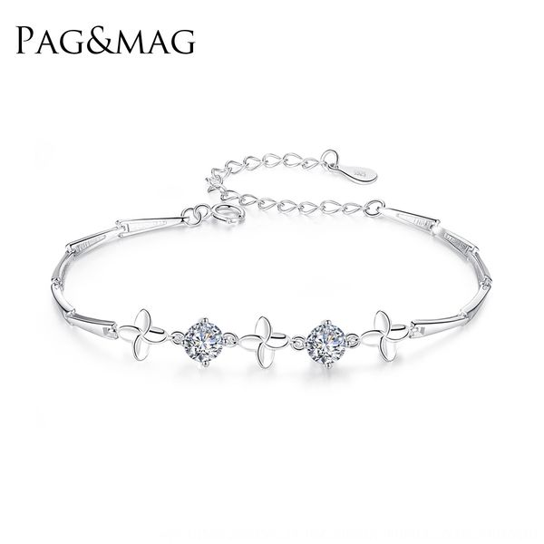 pag mag s925 sterling silver inlaid with 3a zircon tetrafolium korean bracelet version fashionable lady's bracelet 5swht, Golden;silver
pag mag s925 sterling silver inlaid with 3a zircon tetrafolium korean bracelet version fashionable lady's bracelet 5swht, Golden;silver