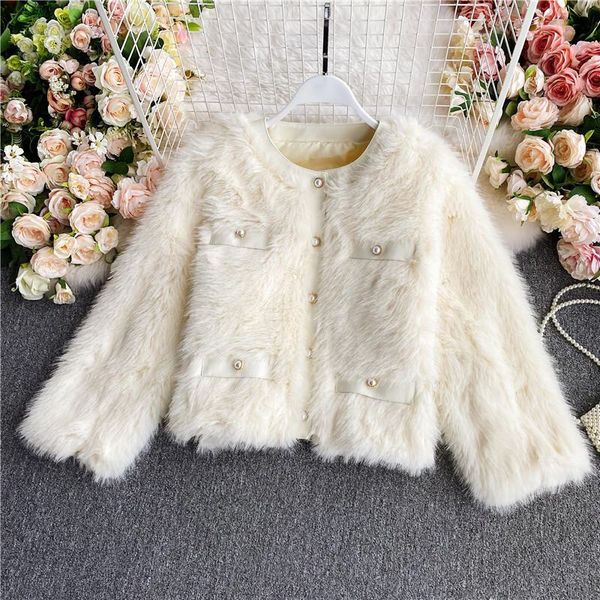 women's fur & faux super chic women short design patchwork jacket winter fashion coat, Black
women's fur & faux super chic women short design patchwork jacket winter fashion coat, Black