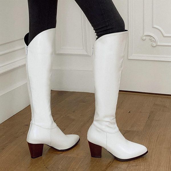 boots 2021 autumn winter women knee high fashion pointed toe zipper western pu leather rubber shoes black white
boots 2021 autumn winter women knee high fashion pointed toe zipper western pu leather rubber shoes black white