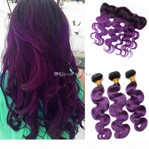 two tone 1b purple human hair bundles with lace frontal malaysian virgin body wave hair weaves with lace frontal closure, Black;brown
two tone 1b purple human hair bundles with lace frontal malaysian virgin body wave hair weaves with lace frontal closure, Black;brown