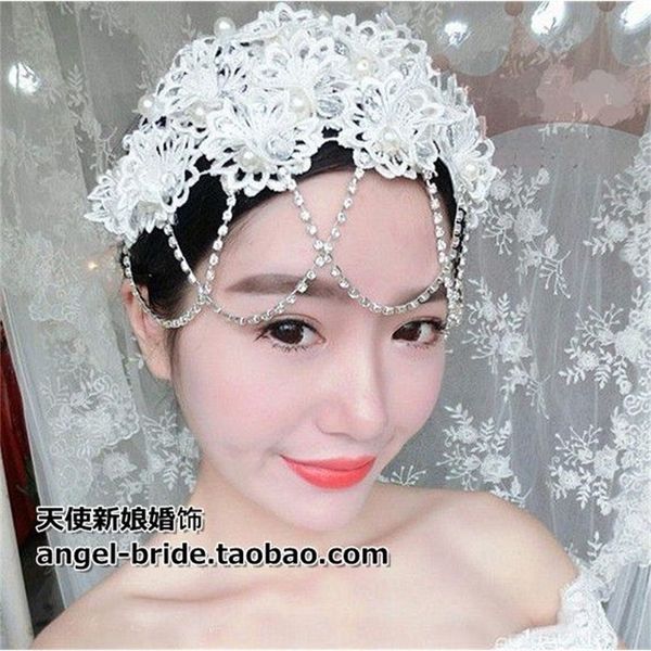 iheaddress bridal wedding crown three piece korean set forehead bride lace hair dress, Silver
iheaddress bridal wedding crown three piece korean set forehead bride lace hair dress, Silver
