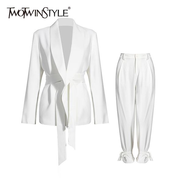 twotwinstyle casual white two piece set for women v neck long sleeve blazer high waist wide leg pants korean sets female 201007
twotwinstyle casual white two piece set for women v neck long sleeve blazer high waist wide leg pants korean sets female 201007