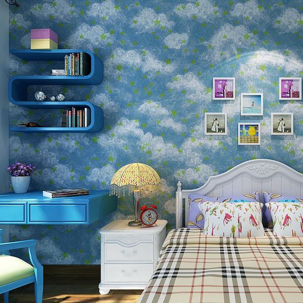 children's room blue sky wallpaper luminous star girl bedroom ceiling study non-woven wallpaper for children bedroom decoration
children's room blue sky wallpaper luminous star girl bedroom ceiling study non-woven wallpaper for children bedroom decoration