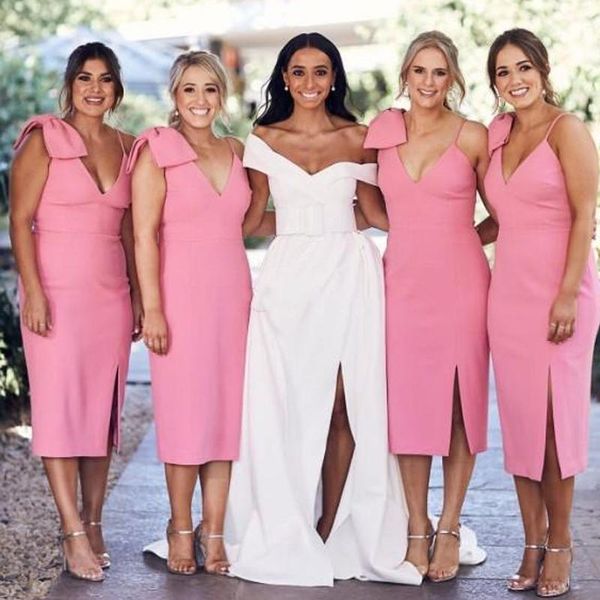 rose pink bridesmaid dresses tea length spaghetti straps bow side slit custom made maid of honor gown beach wedding party dresses v72, White;pink
rose pink bridesmaid dresses tea length spaghetti straps bow side slit custom made maid of honor gown beach wedding party dresses v72, White;pink
