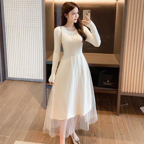 fashion women's dress 2020 autumn and winter new temperament beaded bow mid-length mesh stitching knitted dress, Black;gray
fashion women's dress 2020 autumn and winter new temperament beaded bow mid-length mesh stitching knitted dress, Black;gray