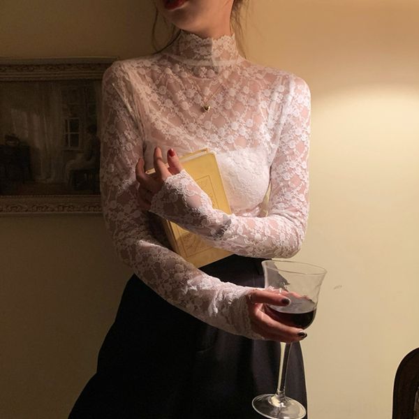 white pullover pulloverpulloverlace blouse women's korean version of versatile mesh hollow with high collar bottoming long sleeve pullo
white pullover pulloverpulloverlace blouse women's korean version of versatile mesh hollow with high collar bottoming long sleeve pullo
