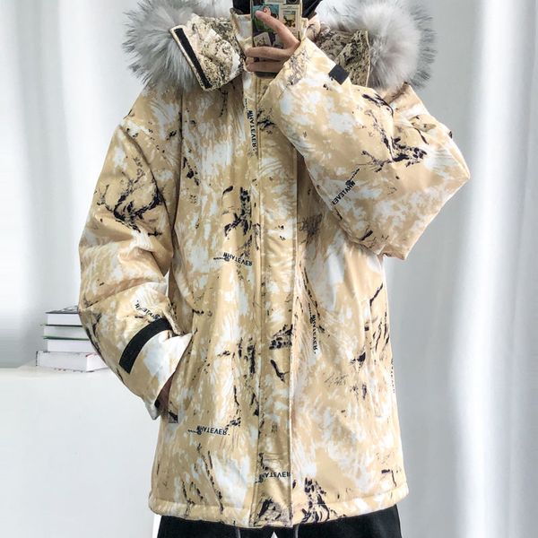 2020 winter new parka men and women camouflage hooded wool collar cotton long coat for clothes, Black
2020 winter new parka men and women camouflage hooded wool collar cotton long coat for clothes, Black