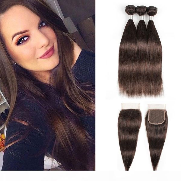 #2 dark brown straight human hair bundles with closure brazilian virgin hair 3 bundles with 4*4 lace closure remy hair extensions, Black;brown
#2 dark brown straight human hair bundles with closure brazilian virgin hair 3 bundles with 4*4 lace closure remy hair extensions, Black;brown