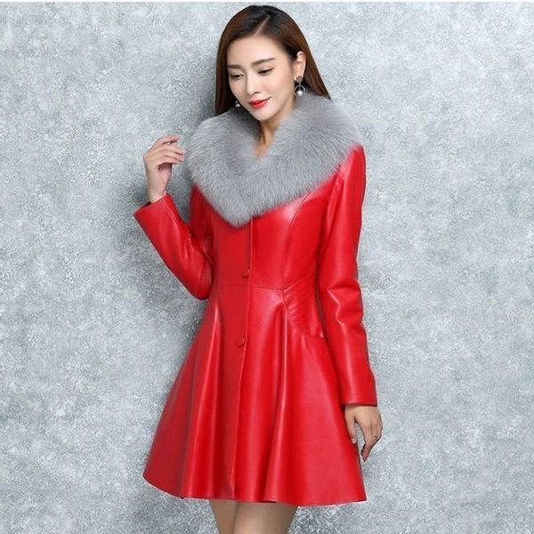 plus size black and red long autumn winter women leather coat long sleeve pocket faux fur collar jacket female outerwear
plus size black and red long autumn winter women leather coat long sleeve pocket faux fur collar jacket female outerwear