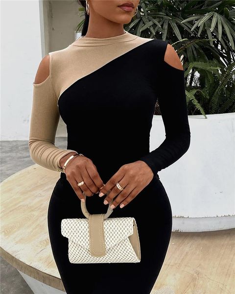 2020 long sleeve dress slim off-shoulder stitching half high collar autumn winter new evening party ladies pencil dress, Black;gray
2020 long sleeve dress slim off-shoulder stitching half high collar autumn winter new evening party ladies pencil dress, Black;gray