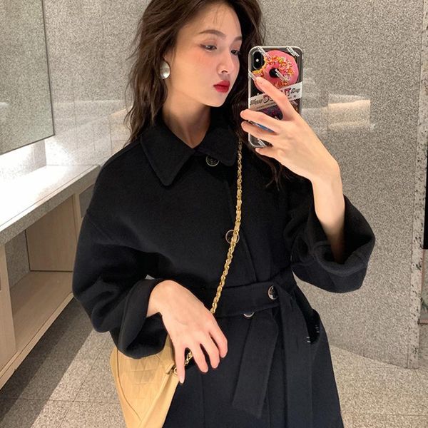 women's wool & blends winter coat women oversize fashion cashmere outerwear female long thickening warm woolen overcoat womens trench c, Black
women's wool & blends winter coat women oversize fashion cashmere outerwear female long thickening warm woolen overcoat womens trench c, Black