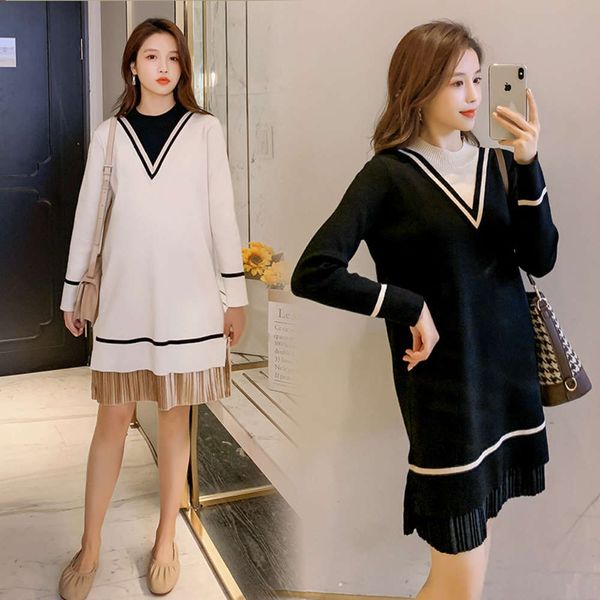 fashion pregnant women's 2020 breast-feeding clothing temperament with new color matching knitted sweater drs in autumn and winter, White
fashion pregnant women's 2020 breast-feeding clothing temperament with new color matching knitted sweater drs in autumn and winter, White