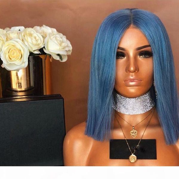 14inch short blue wig synthetic lace front wig with baby hair high temperature fiber hair bob wig for african american, Black
14inch short blue wig synthetic lace front wig with baby hair high temperature fiber hair bob wig for african american, Black