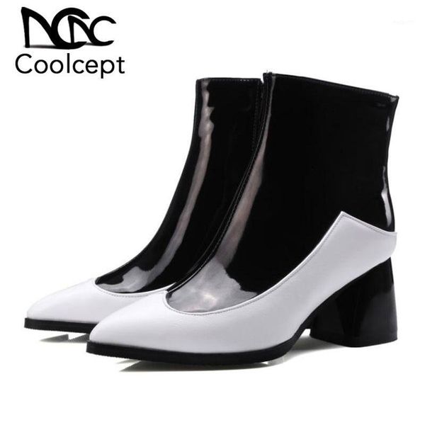 boots coolcept pointed toe mixed color ankle for women zipper thick heels shoes autumn winter woman footwear size 32-481, Black
boots coolcept pointed toe mixed color ankle for women zipper thick heels shoes autumn winter woman footwear size 32-481, Black