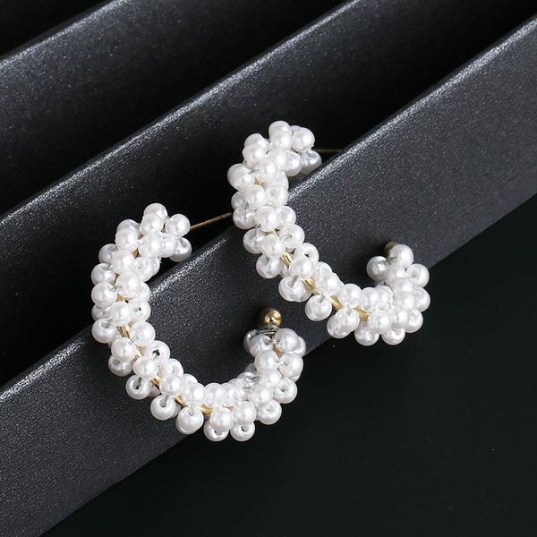 hoop & huggie trendy golden plated copper alloy retro fashion temperament c-shaped artificial pearl earring for women jewelry, Golden;silver
hoop & huggie trendy golden plated copper alloy retro fashion temperament c-shaped artificial pearl earring for women jewelry, Golden;silver