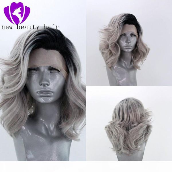 ombre wig glueless grey synthetic lace front wig with dark roots body wave wig 180 density heat resistant, Black
ombre wig glueless grey synthetic lace front wig with dark roots body wave wig 180 density heat resistant, Black