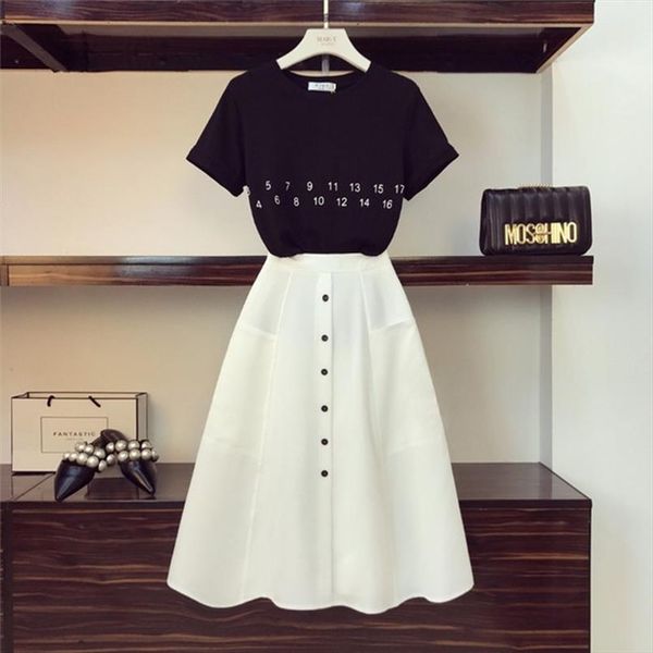 women tracksuit women letter t shirt high waist button skirts 2pcs clothing set summer clothes suits, Gray
women tracksuit women letter t shirt high waist button skirts 2pcs clothing set summer clothes suits, Gray