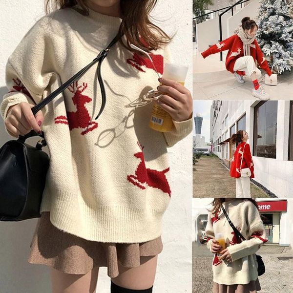 women's sweaters women long sleeves round neck knitted sweater solid color fawn pattern pullover, White;black
women's sweaters women long sleeves round neck knitted sweater solid color fawn pattern pullover, White;black