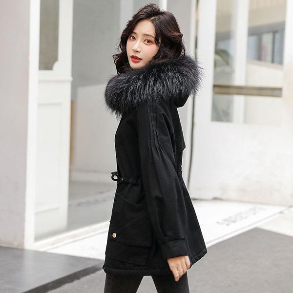 women 2021 winter new real raccoon fur collar jackets female oversized hooded coats ladies loose warm outwear casual parkas r104, Black
women 2021 winter new real raccoon fur collar jackets female oversized hooded coats ladies loose warm outwear casual parkas r104, Black