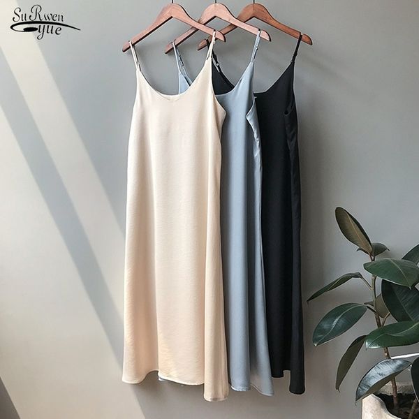 summer vintage satin solid dress korean style v neck dress vestidos women long sleeveless elegant maxi dress 9474 50 y200828, Black;gray
summer vintage satin solid dress korean style v neck dress vestidos women long sleeveless elegant maxi dress 9474 50 y200828, Black;gray