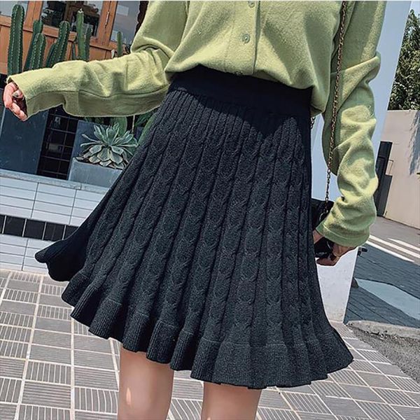autumn winter women mini knitted skirt hemp pattern wood ear pleated skirts knit skirt short spodnica ropa mujer student, Black
autumn winter women mini knitted skirt hemp pattern wood ear pleated skirts knit skirt short spodnica ropa mujer student, Black