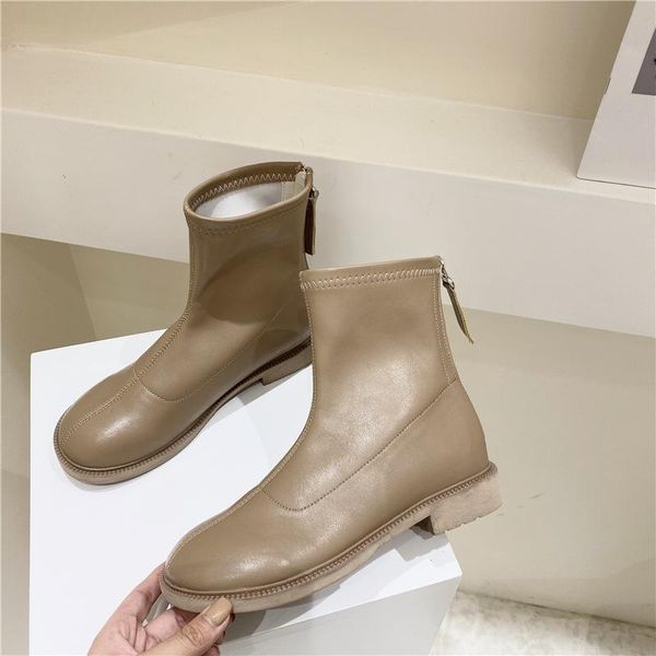 back zip women's leather boots female shoes flat heel zipper round toe luxury designer low mid-calf rock med mid calf, Black
back zip women's leather boots female shoes flat heel zipper round toe luxury designer low mid-calf rock med mid calf, Black