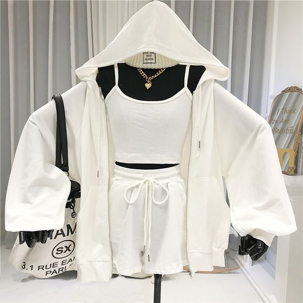 women 3 piece set zipper hooded casual womens sweatsuit matching sets for women joggers suit sets summer sports wear 201104, Gray
women 3 piece set zipper hooded casual womens sweatsuit matching sets for women joggers suit sets summer sports wear 201104, Gray