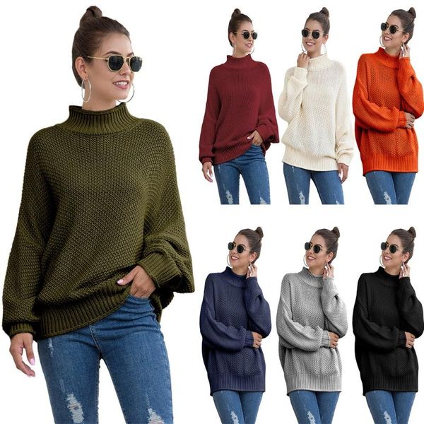women batwing sleeve turtleneck sweater solid color chunky knit loose jumper top, White;black
women batwing sleeve turtleneck sweater solid color chunky knit loose jumper top, White;black