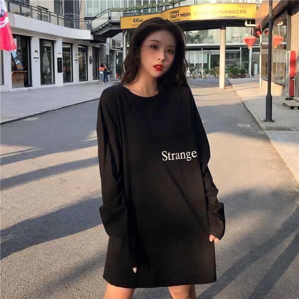 2020 autumn new style female mid-length loose large version long-sleeved t-shirt, White
2020 autumn new style female mid-length loose large version long-sleeved t-shirt, White