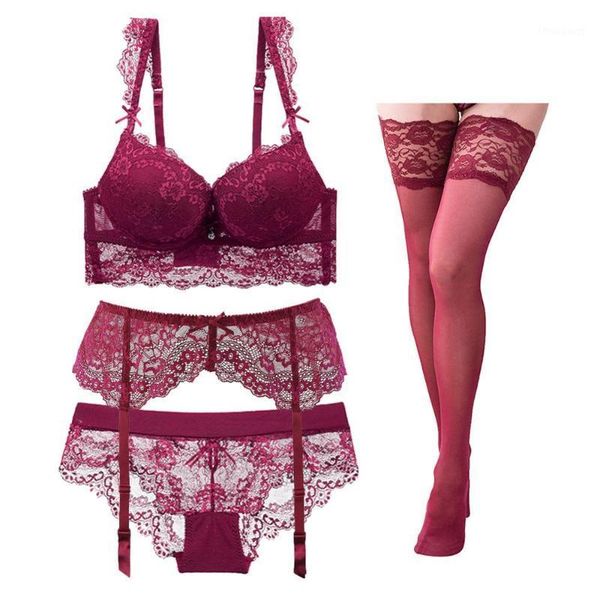 push-up underwire women's lingerie set lace back closure bra low waist lace briefs bra+panties+garter+stockings 4pcs1, Red;black
push-up underwire women's lingerie set lace back closure bra low waist lace briefs bra+panties+garter+stockings 4pcs1, Red;black