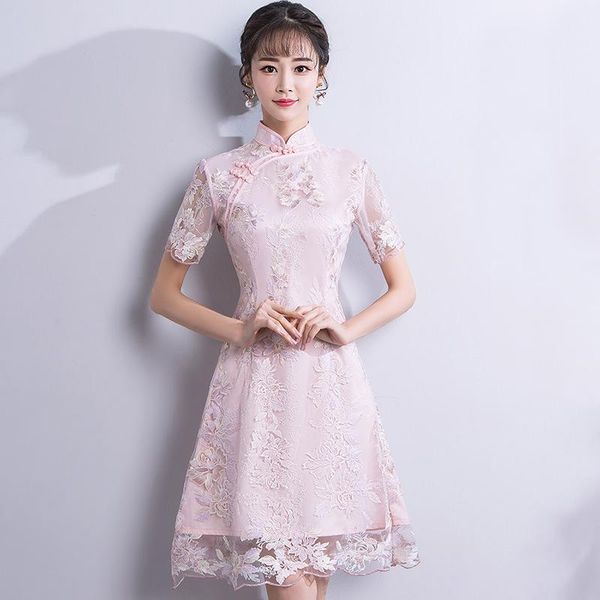 pink womens short cheongsam summer traditional chinese style dress meah qipao slim party dresses button vestido s-4xl, Red
pink womens short cheongsam summer traditional chinese style dress meah qipao slim party dresses button vestido s-4xl, Red