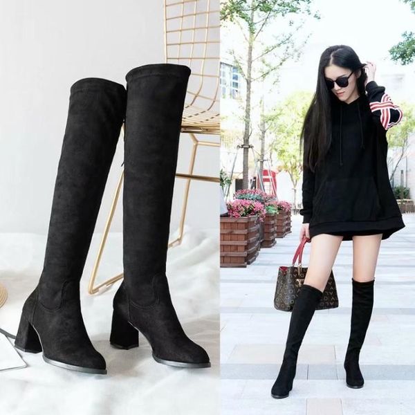 stretch fabric slim boots knee-high women autumn winter boots womens square heel round toe fashion thigh high woman, Black
stretch fabric slim boots knee-high women autumn winter boots womens square heel round toe fashion thigh high woman, Black