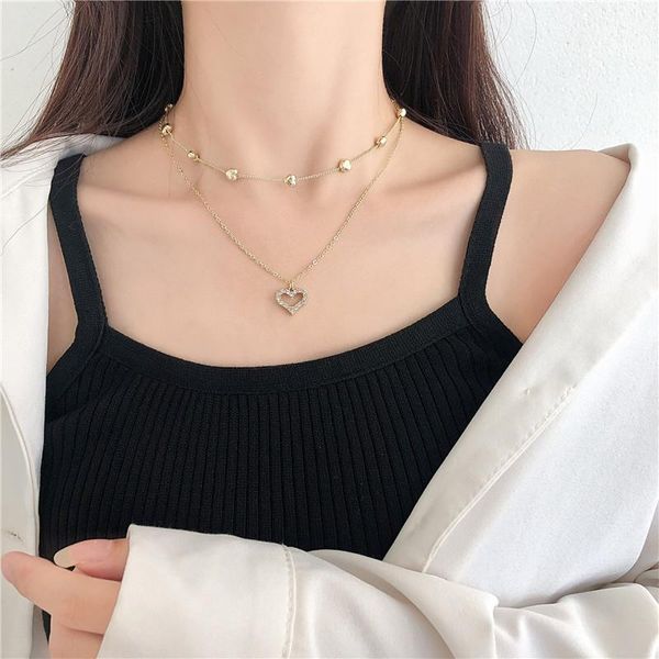 korean fashion double layer heart pendant necklace charming women's party gold clavicle chain romantic valentine's jewelry gift, Silver
korean fashion double layer heart pendant necklace charming women's party gold clavicle chain romantic valentine's jewelry gift, Silver