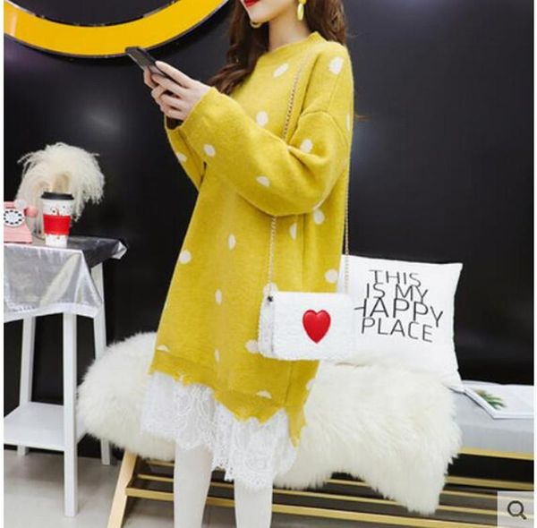 maternity dresses winter pregnant women breastfeeding sweater lace hem patchwork polka dot loose nursing dress lactation pullovers, White
maternity dresses winter pregnant women breastfeeding sweater lace hem patchwork polka dot loose nursing dress lactation pullovers, White
