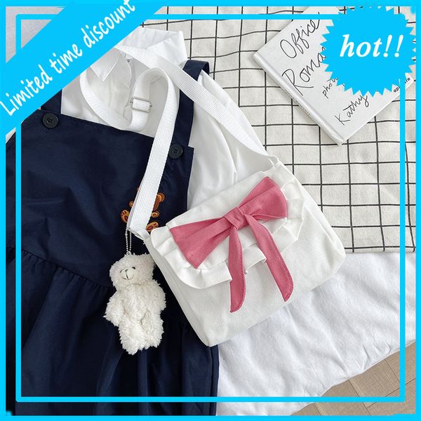 canvas messenger bag korean uniform bowknot shoulder leisure pure student