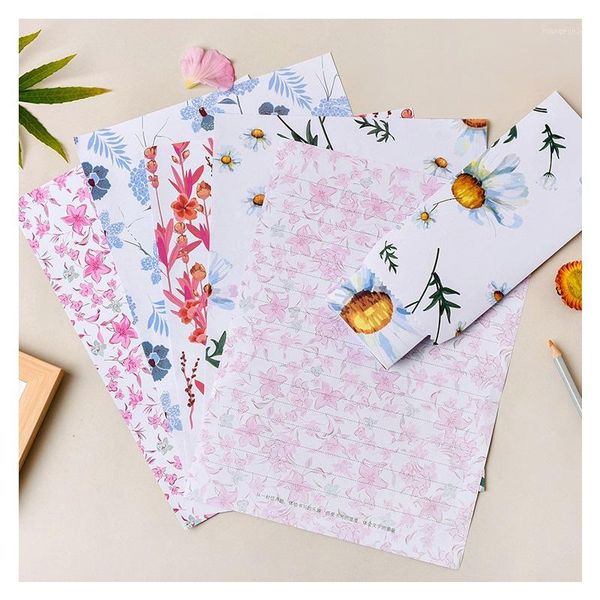 9 pcs/set 3 envelopes+6 sheets letter paper novelty flower leaf series envelope gift stationery1