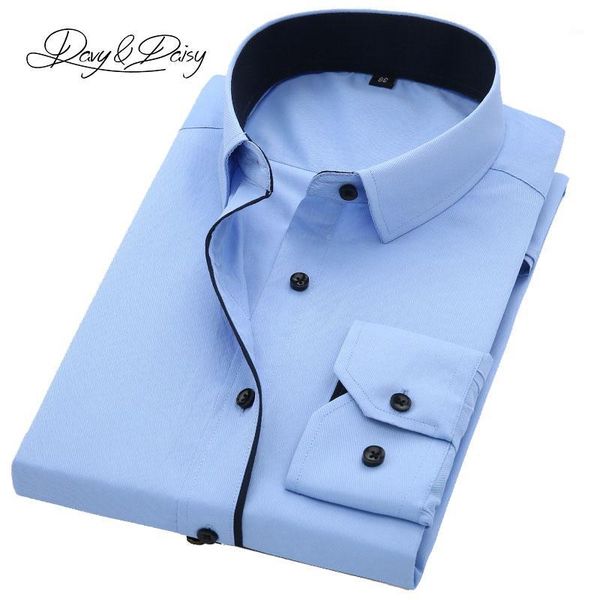 davydaisy men shirt turn down collar long sleeved twill solid slim brand clothing dress shirt man ds0851, White;black
davydaisy men shirt turn down collar long sleeved twill solid slim brand clothing dress shirt man ds0851, White;black