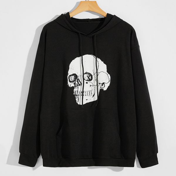 european and american new autumn and winter skull printed hoodie halloween theme coat 1232, White;black
european and american new autumn and winter skull printed hoodie halloween theme coat 1232, White;black