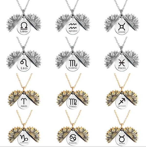 2 layers plated amazon sunflower minimalist 12 constellation zodiac sign opening and closing lady gift couple necklace jewelry wholesale, Silver
2 layers plated amazon sunflower minimalist 12 constellation zodiac sign opening and closing lady gift couple necklace jewelry wholesale, Silver