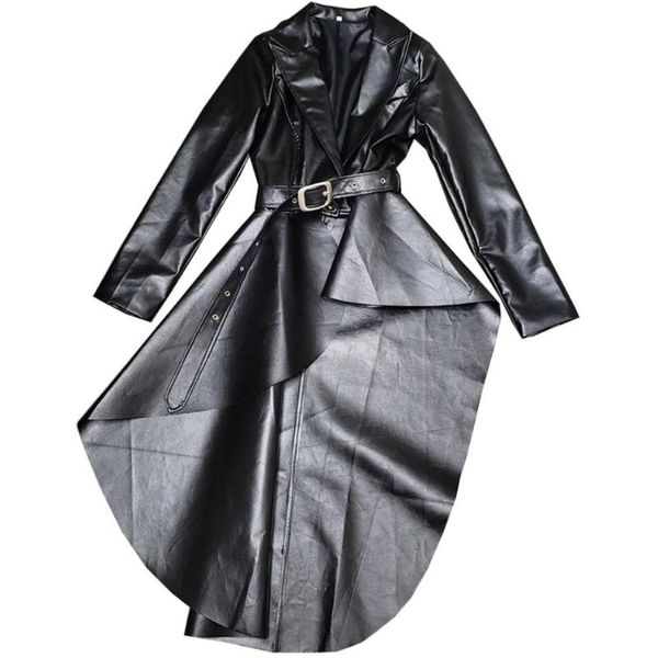 women's leather & faux black british-style suit collar irregular lambskin long trench coat jacket women fashion
women's leather & faux black british-style suit collar irregular lambskin long trench coat jacket women fashion