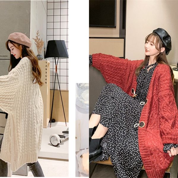 2020 autumn winter new sweater women's lazy style medium long loose knitted button up cardigan button sweatercoat sweatercoat 3cuxs, White;black
2020 autumn winter new sweater women's lazy style medium long loose knitted button up cardigan button sweatercoat sweatercoat 3cuxs, White;black