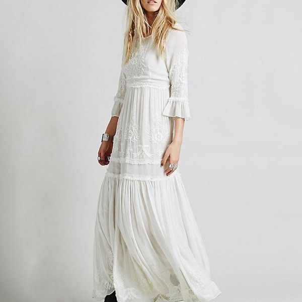 bohemian dress women seven sleeve embroidery boho dress round neck long cotton loose beach female robe, Black;gray
bohemian dress women seven sleeve embroidery boho dress round neck long cotton loose beach female robe, Black;gray