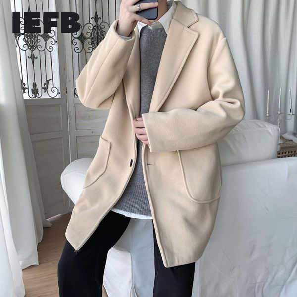 iefb / men's wear hnotched collar larg size mid length woolen coat men'slong sleeve single breasted double pockets cloth 9y4147, Black
iefb / men's wear hnotched collar larg size mid length woolen coat men'slong sleeve single breasted double pockets cloth 9y4147, Black