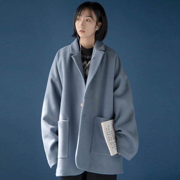 women's jackets plus size woolen coat japanese style fall/winter korean oversize mid-length preppy simplicity solid, Black;brown
women's jackets plus size woolen coat japanese style fall/winter korean oversize mid-length preppy simplicity solid, Black;brown